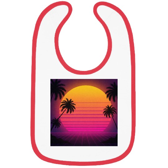 Retro Sunset with Palm Trees Bibs
