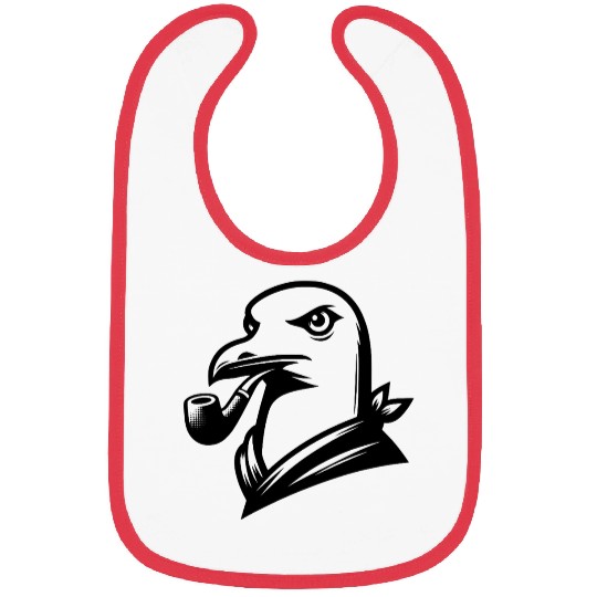 Seagull With Pipe In Cartoon Style Bibs