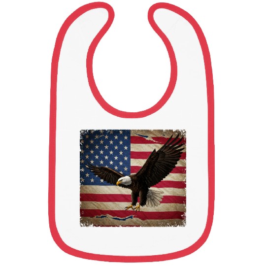 Stylized Eagle with USA Flag Background Bibs