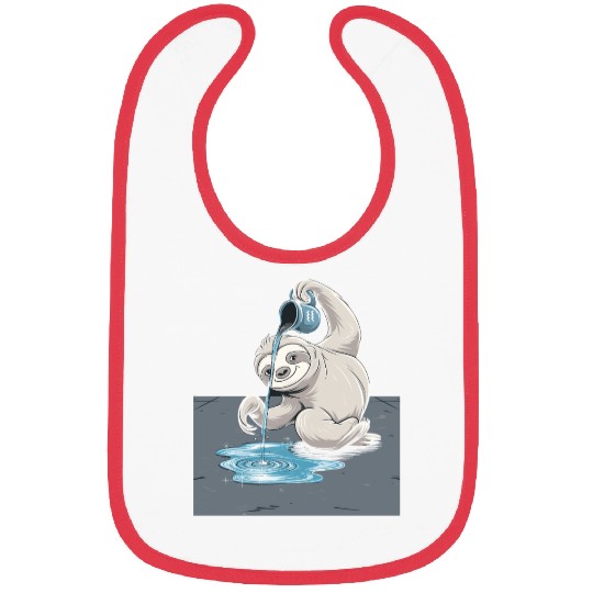 Aquarius Zodiac Sloth Pouring Water with Charm Bibs