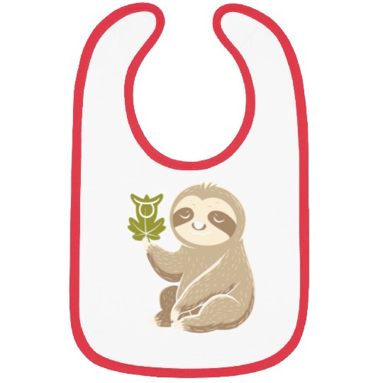 Taurus Zodiac Sloth with Leaf Symbol Serenity Bibs