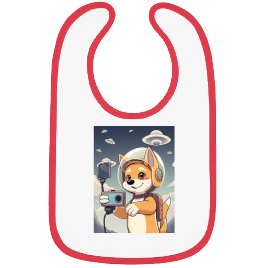 Funny Dog Rescue Anime Selfie with UFOs Weird Bibs