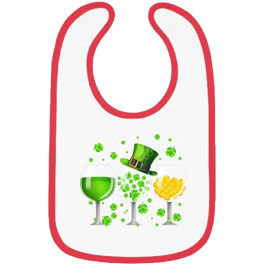 Wine St Patricks Day Shamrock Wine Glasses Bibs