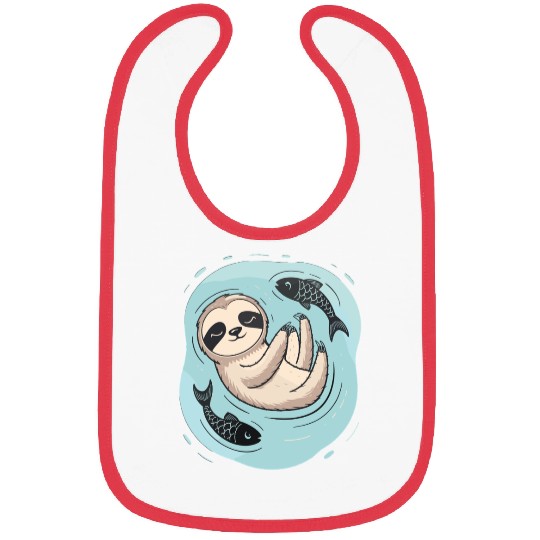 Pisces Zodiac Sloth Relaxing with Fish Dreams Bibs