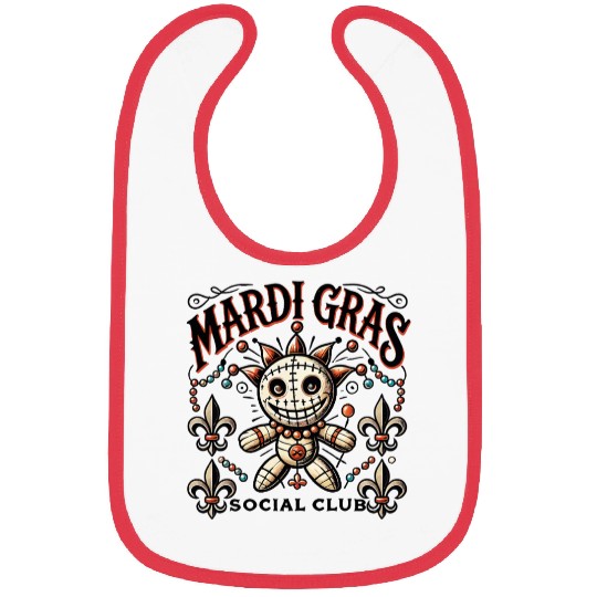 Mardi Gras Voodoo Doll Soociial Clubb Magic Bibs