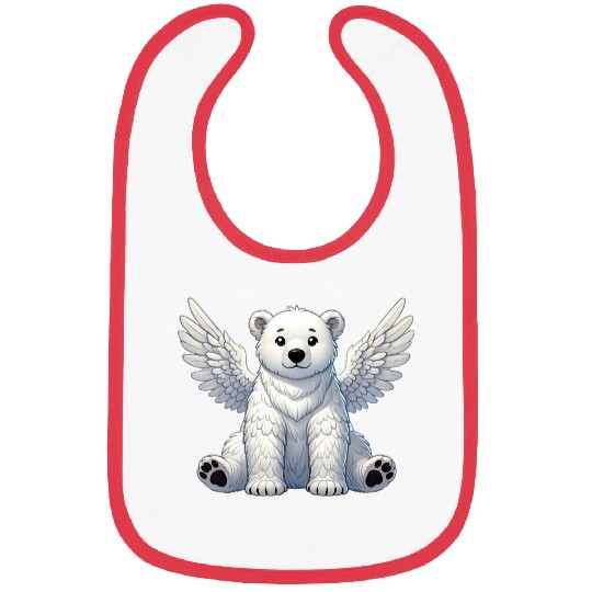 Cute Polar Bear Angel Cartoon Animal Illustration Bibs