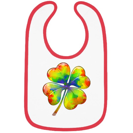 Tie Dye Shamrock Lucky Four Leaf Clover St Patrick Bibs