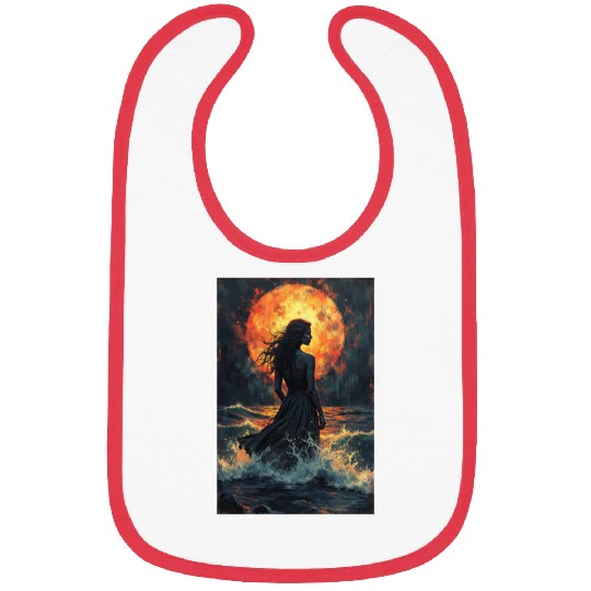 Moonlit Requiem Waves of Ink and Light Bibs