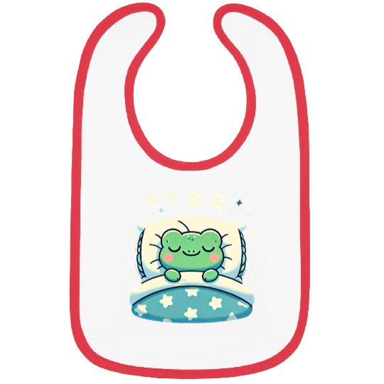 Frog Sleeping In Bed At Night Time Bibs