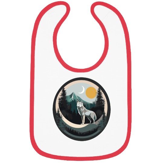Lone Wolf Under Moonlit Sky Bibs