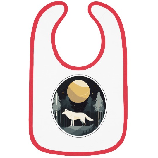 Lone Wolf Under Moonlit Sky Bibs