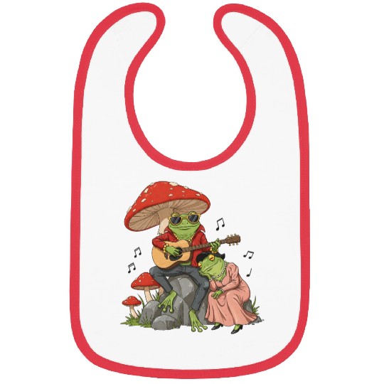 Frog couple with guitar on transparent background Bibs