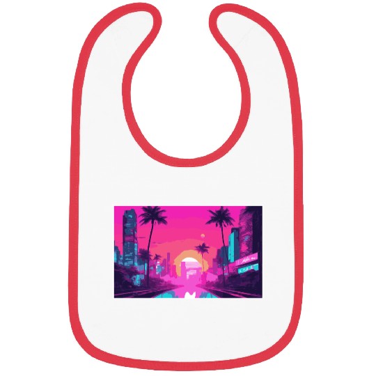 Neon Paradise Vaporwave Sunset Vibes Bibs