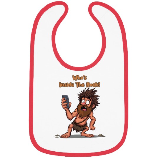 Funny Caveman – Stone Age Meets Modern Technology Bibs