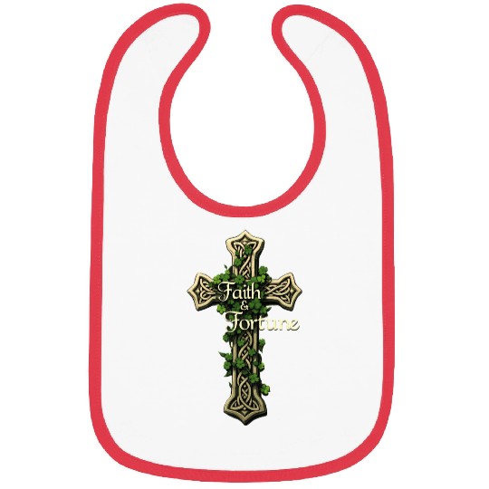 Celtic Cross Faith & Fortune Shamrock Design Bibs