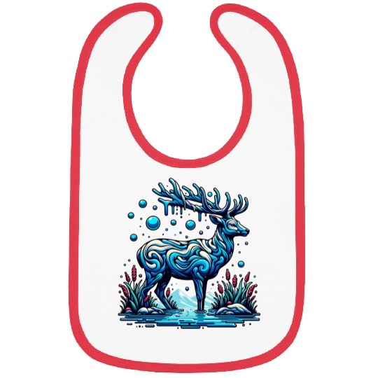 Majestic Blue Deer in Enchanted Forest Bibs