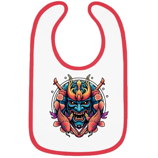 Mystic Oni Mask: Bold Japanese Art Bibs