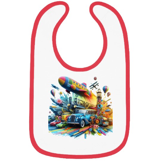 Multi-Colored Vehicles Bibs