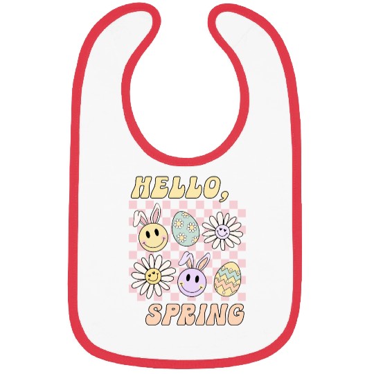 Hello Spring Cute Easter Bunny Design Bibs