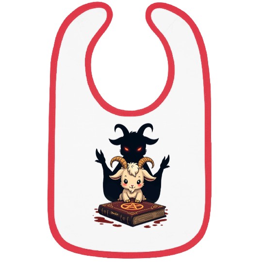 Cute Demonic Goat with Occult Spellbook Bibs