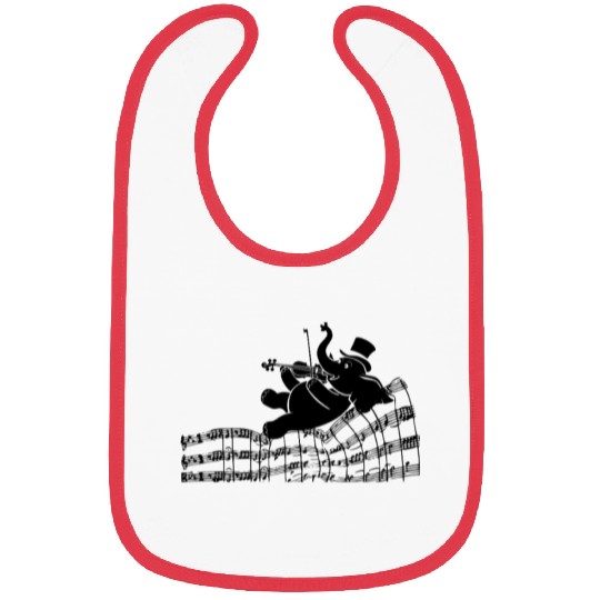 Elephant Plays Violin On Sheet Music Bibs