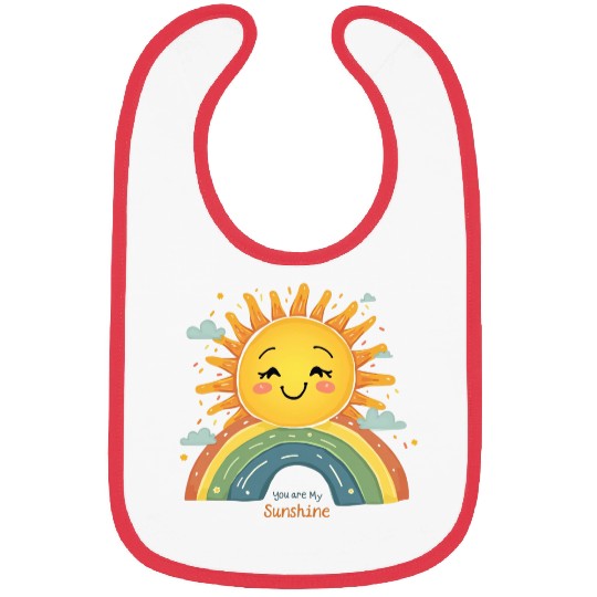 You Are My Sunshine – Happy Sun & Rainbow Design Bibs