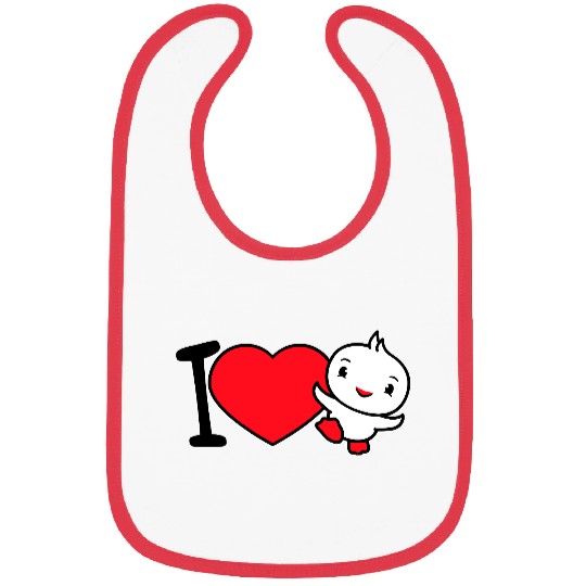 I Love Bird Duck Heart Symbol Happy Sweet Cute Fun Bibs