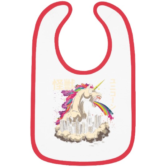 Kaiju Unicorn Japanese Monster Rainbow Bibs