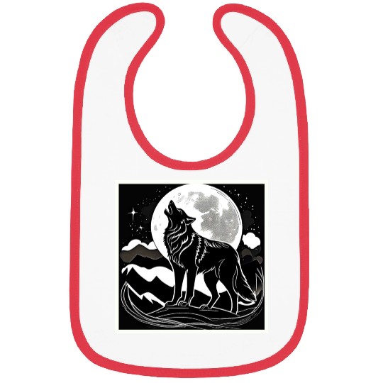 Night Wolf Silhouette Design Bibs