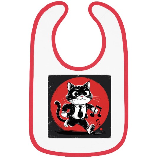 Whimsical Black White Cat Conductor Vintage S Bibs