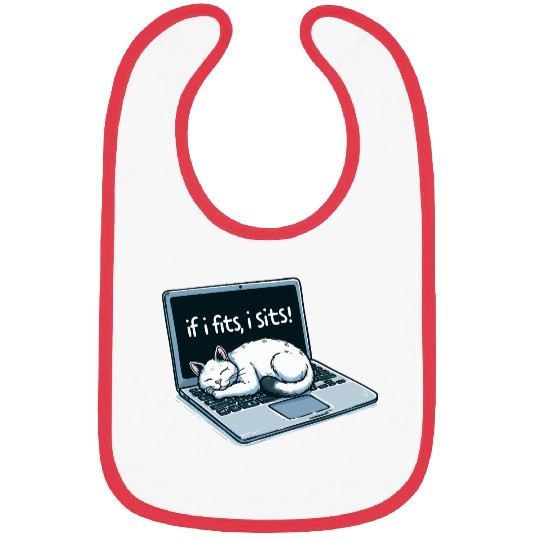 Laptop Cat Nap - If I Fits, I Sits! Bibs
