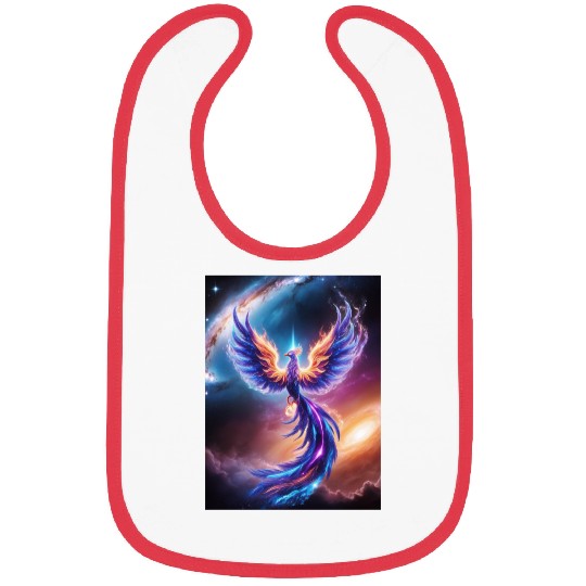 A majestic phoenix made of swirling stardust a Bibs