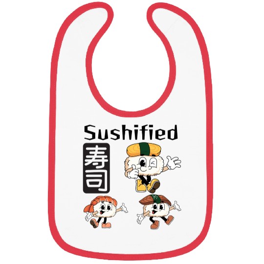 Kawaii Sushi Characters with Calligraphy Bibs