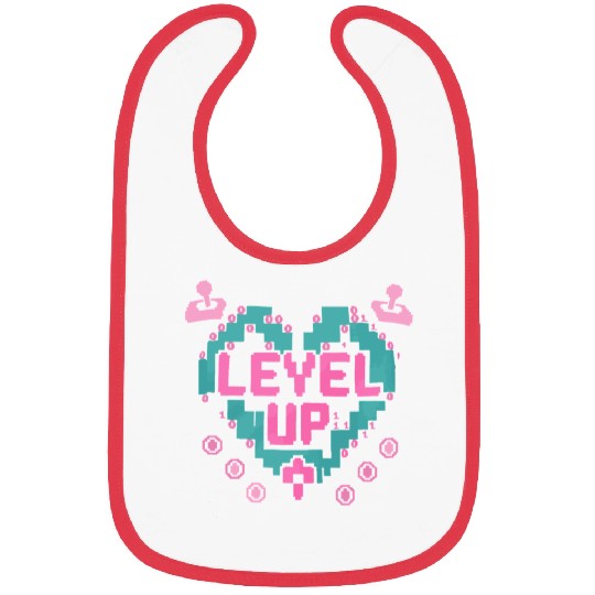 Retro Gamer’s Code Pixel Heart Bibs - Level Up