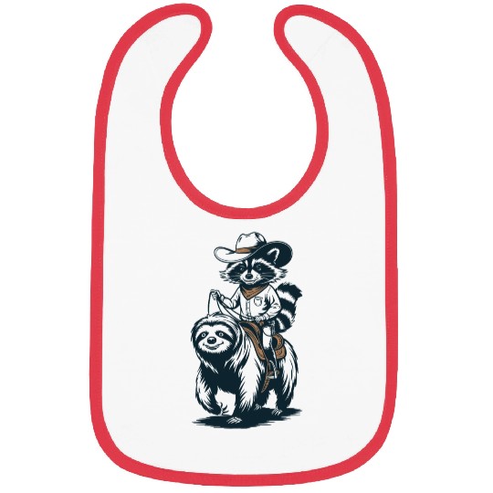 Raccoon Sloth Adventure: Cowboy Style Fun Bibs