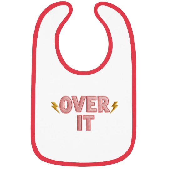 Over It Embroidered Pastel Puff Lettering Bibs