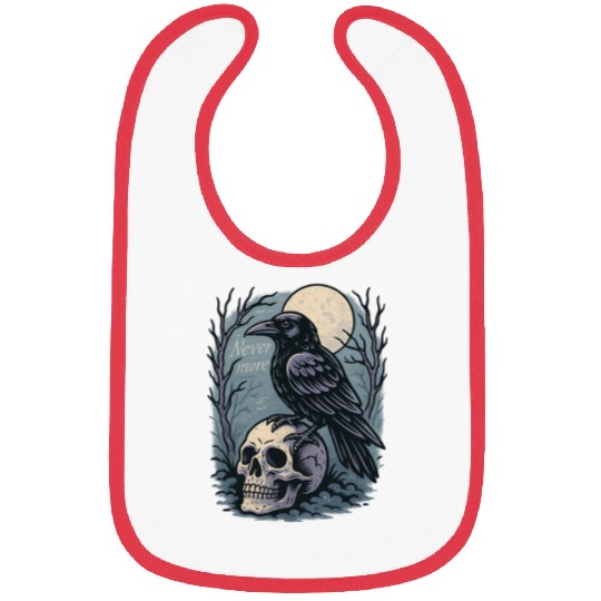 Nevermore Raven Skull Gothic Poe Poetry Bibs