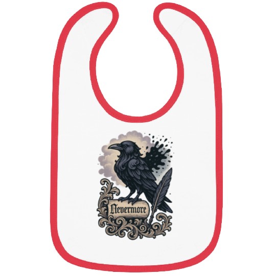 Baroque Raven Nevermore Scroll Poe Poetry Bibs