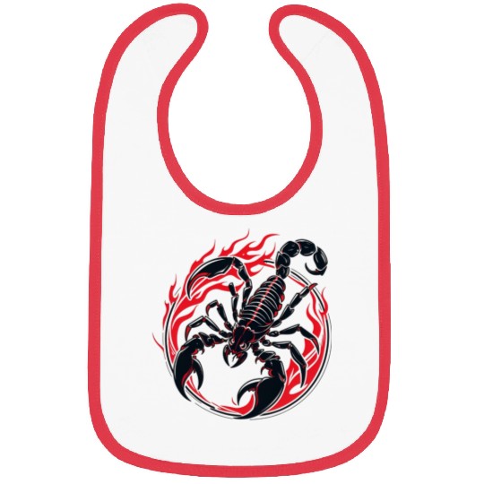 Tribal Scorpion Tattoo – Red & Black Ink on White Bibs