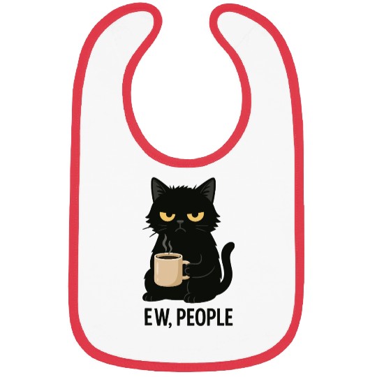Grumpy Black Cat Coffee Lover – "EW, PEOPLE" Bibs