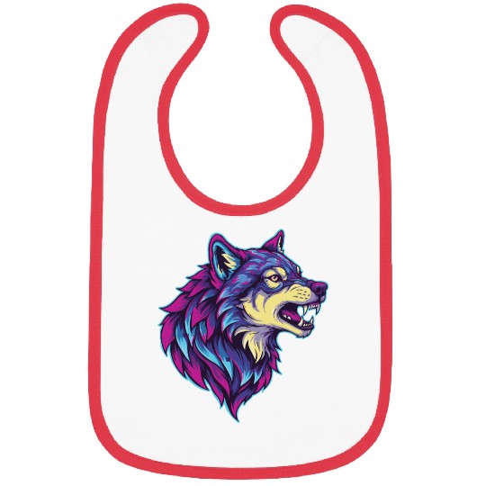 psychedelic wolf head Bibs