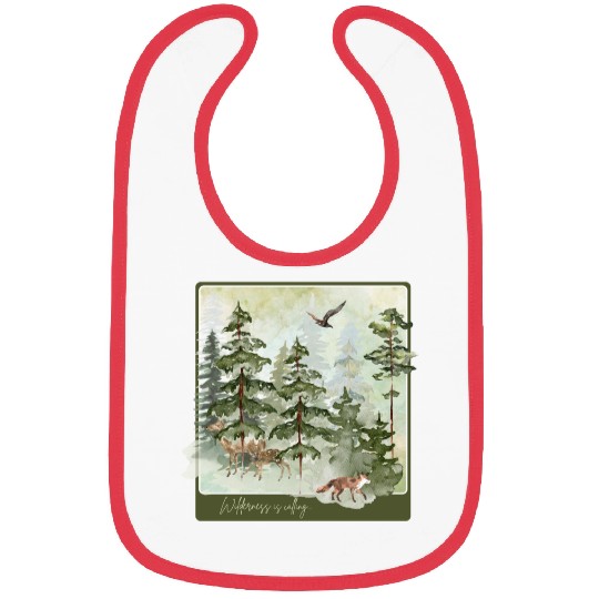 Wilderness is Calling – Watercolor Fox & Forest Bibs