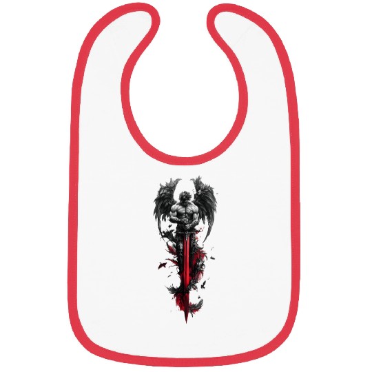 Dark Fallen Angel with Crimson Sword Bibs