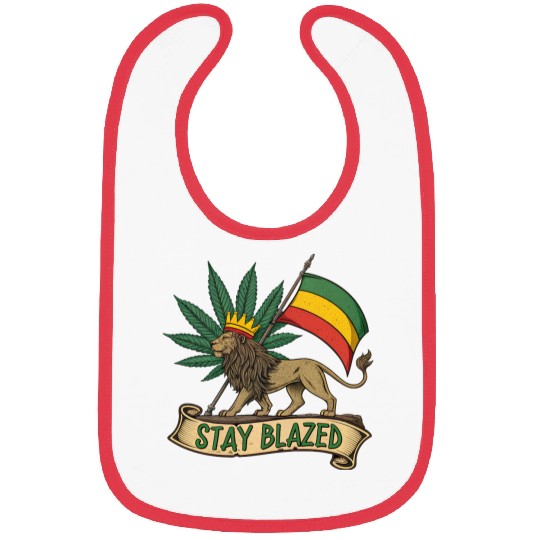 Stay Blazed Lion of Judah Rasta Flag and Weed Leaf Bibs