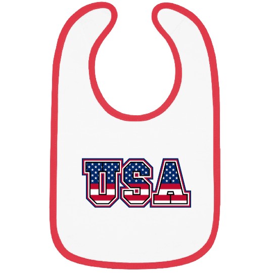 USA Letters with American Flag Pattern Bibs