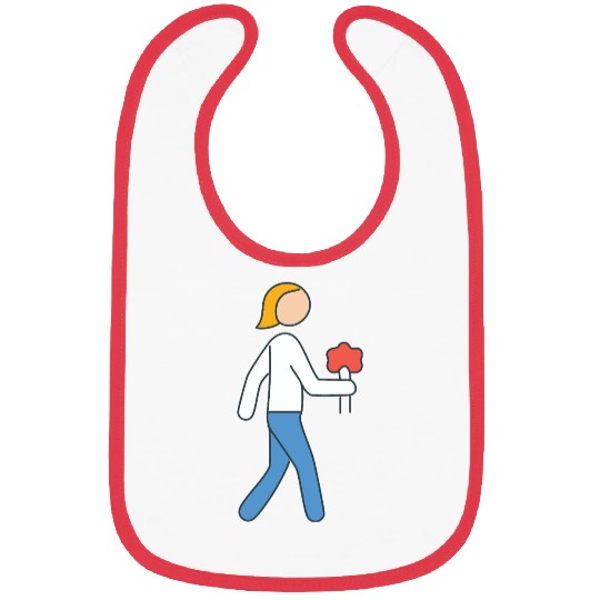 Person walking with flowers in hand Bibs