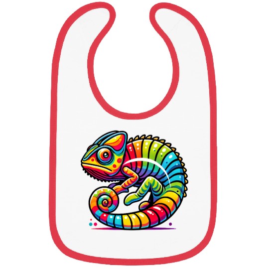 Colorful Chameleon Vibrant Rainbow Lizard Bibs