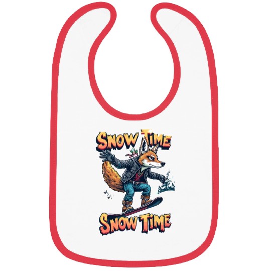 Snow Time Snowboarding Fox Adventure Artwork Bibs