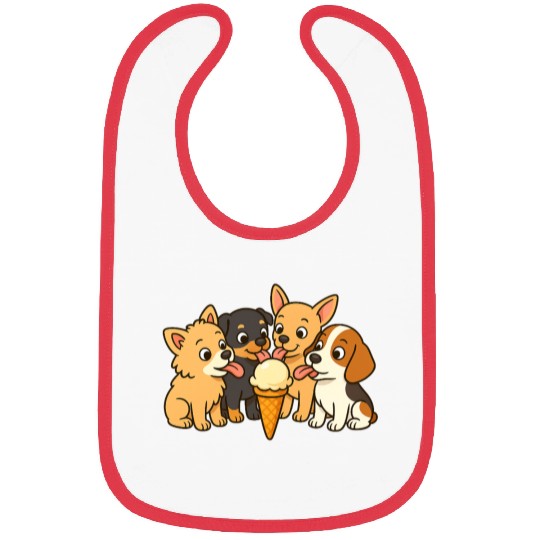 Adorable Puppies Enjoying Ice Cream Bibs