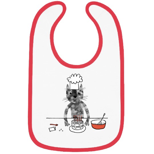Cat in a Chef Hat Baking a Cake Bibs